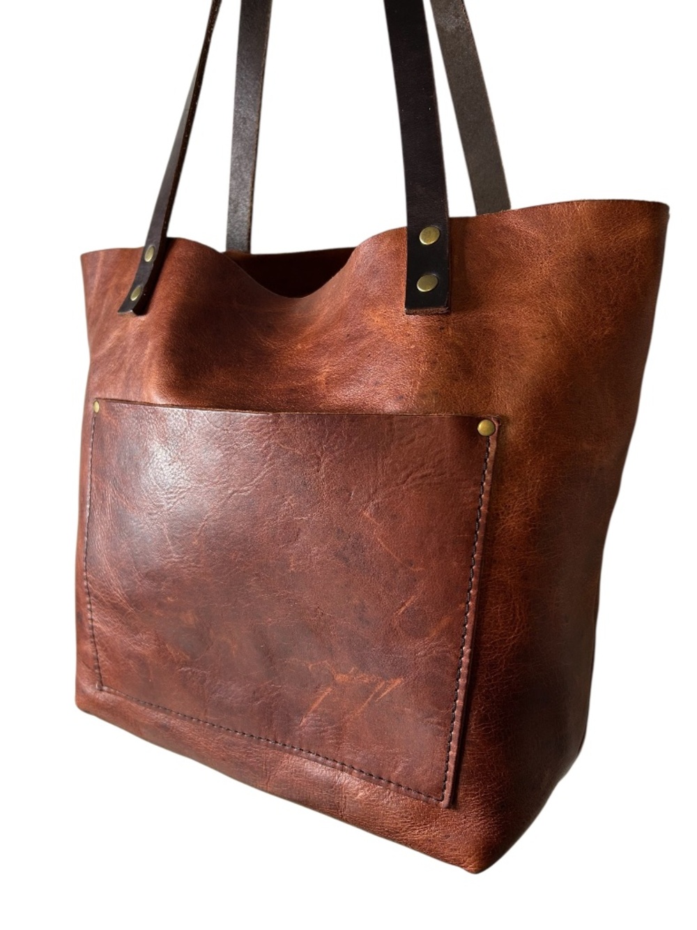 Portland Leather Goods Medium Tote Full Grain Leather Patina Brown - Picture 3 of 14